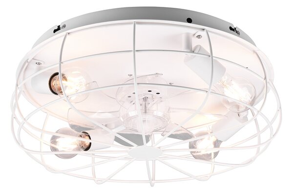 Plafoniera con Ventilatore da Interno Attacco E27 Ø50 cm Metallo Bianco Opaco