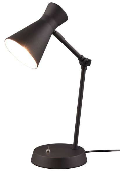 Lampada da Tavolo da Interno Attacco E27 in Metallo Nero Opaco