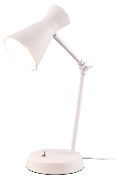 Lampada da Tavolo da Interno Attacco E27 in Metallo Bianco Opaco