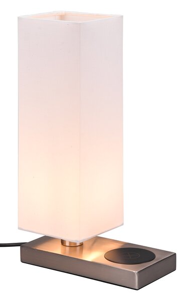 Lampada da Tavolo da Interno a LED in Metallo Nichel Satinato