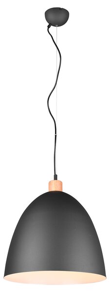 Lampada a Sospensione da Interno Attacco E27 in Metallo Nero Opaco