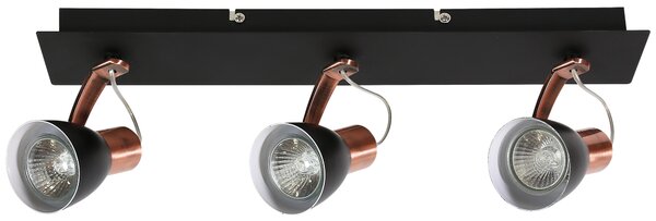 Lampada da soffitto orientabile Markus, color rame e nero, 3xGU10x50W, metallo, dimensioni: 17x47x8 cm, IP20, Candellux