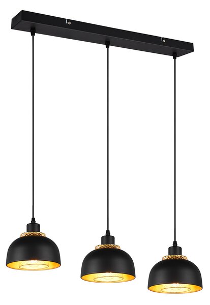 Lampada a Sospensione da Interno Attacco E27 in Metallo Nero Opaco
