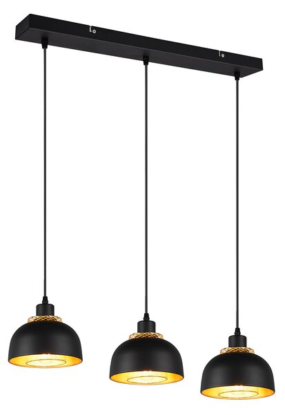Lampada a Sospensione da Interno Attacco E27 in Metallo Nero Opaco