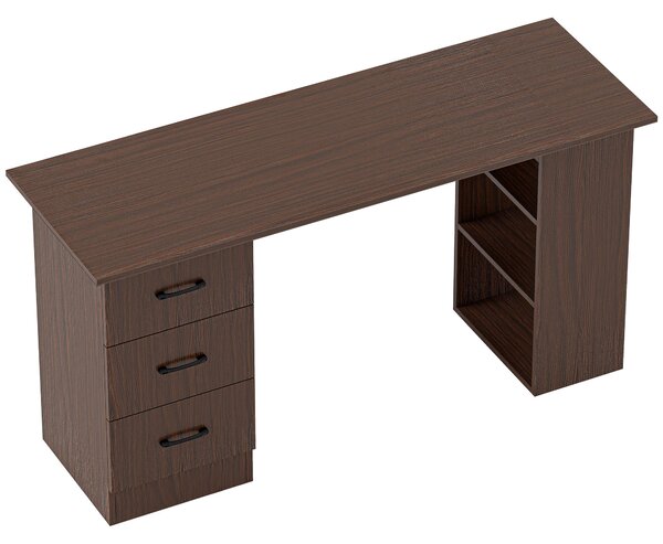 HOMCOM Scrivania Moderna con 3 Cassetti e 3 Ripiani per Camera e Ufficio, in Legno, 120x49x72 cm, Color Noce | Aosom Italy