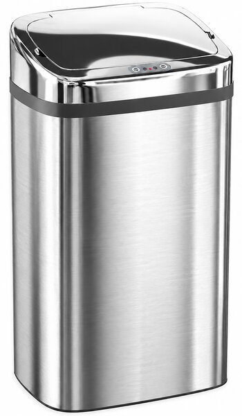 HOMCOM Bidone per Rifiuti da 30L con Sensore per Apertura e Chiusura Automatica, 33x25x57.5 cm, Argento | Aosom Italy