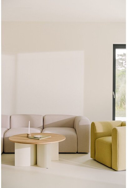 Tavolino da salotto rotondo color crema/di colore naturale con piano effetto frassino ø 95 cm Gavo – noo.ma