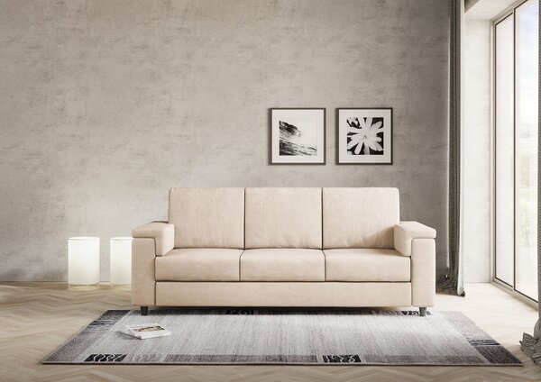 Divano 3 Posti 208x85x85 cm Marrak in Tessuto Beige