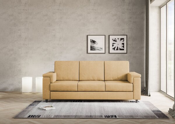 Divano 3 Posti 208x85x85 cm Marrak in Tessuto Ocra