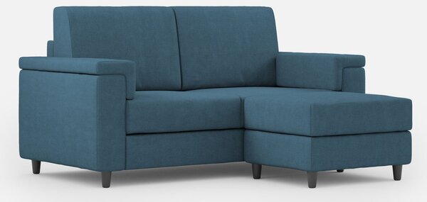 Divano 2 Posti con Pouf 148x155x85 cm Marrak in Tessuto Avio