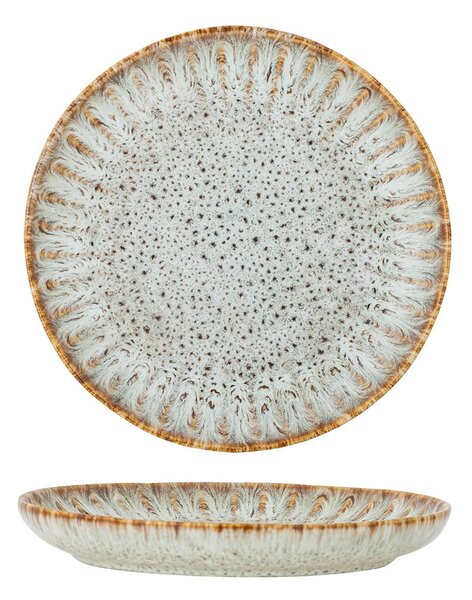 Piatto da portata blu e beige in gres ø 17 cm Fleur – Bloomingville