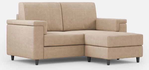 Divano 2 Posti con Pouf 148x155x85 cm Marrak in Tessuto Beige