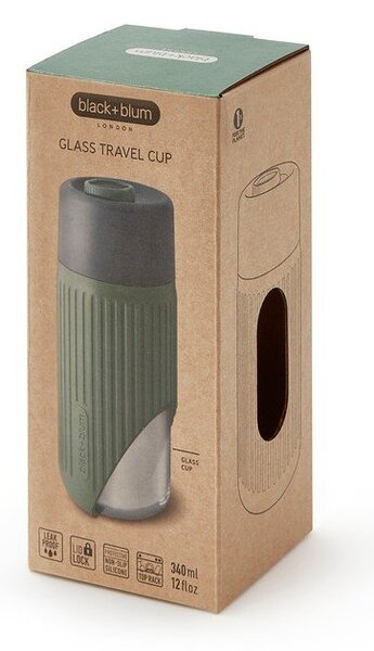 Tazza da viaggio verde in vetro 340 ml – Black + Blum