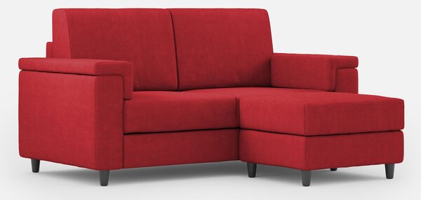 Divano 2 Posti con Pouf 148x155x85 cm Marrak in Tessuto Rosso