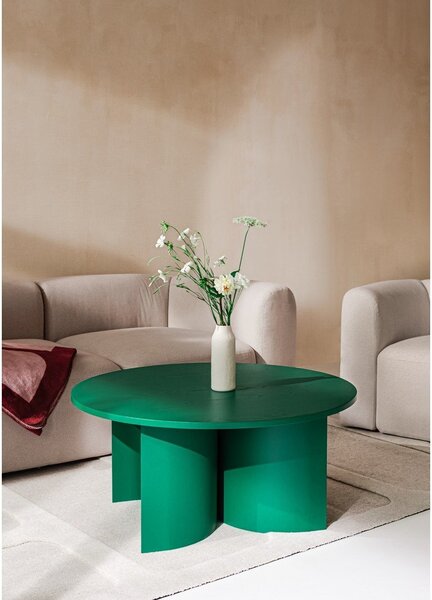 Tavolino da salotto rotondo verde con piano effetto frassino ø 95 cm Gavo – noo.ma