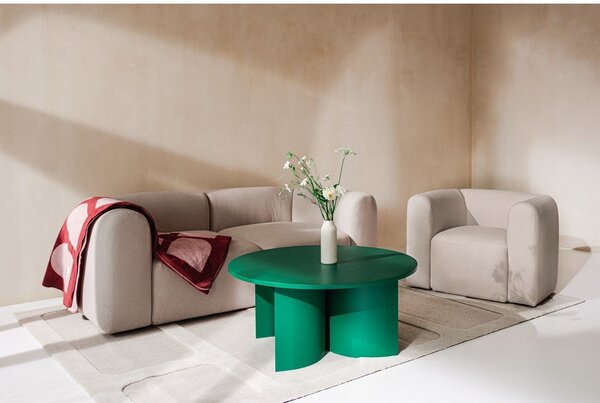 Tavolino da salotto rotondo verde con piano effetto frassino ø 95 cm Gavo – noo.ma
