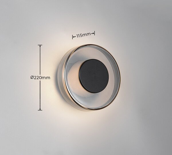Lampada da parete LED nera opaca con intensità regolabile ø 22 cm Celeste – Trio