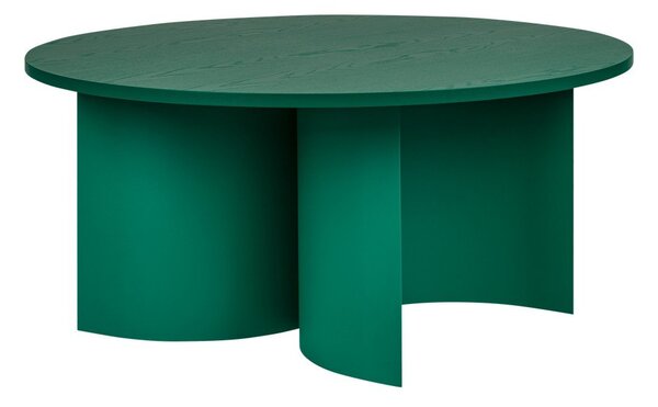 Tavolino da salotto rotondo verde con piano effetto frassino ø 95 cm Gavo – noo.ma