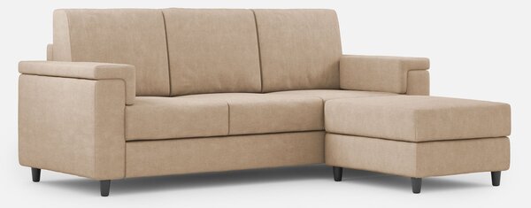 Divano 3 Posti con Pouf 208x155x85 cm Marrak in Tessuto Beige