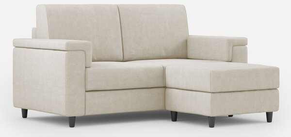 Divano 2 Posti con Pouf 148x155x85 cm Marrak in Tessuto Latte