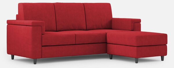 Divano 3 Posti con Pouf 208x155x85 cm Marrak in Tessuto Rosso