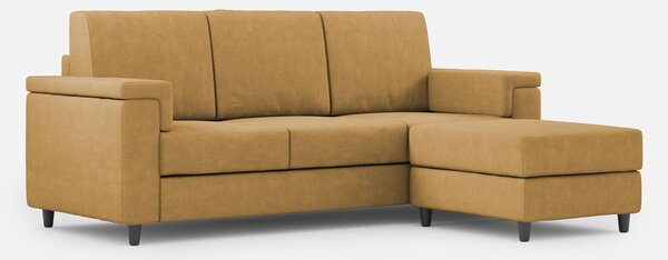 Divano 3 Posti con Pouf 208x155x85 cm Marrak in Tessuto Ocra