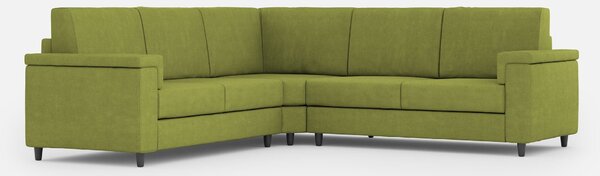 Divano Angolare 5 Posti 226x226x85 cm Marrak in Tessuto Verde