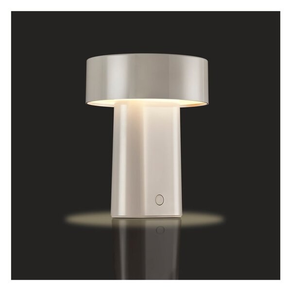Lampada da tavolo LED greige in plastica (altezza totale 18 cm) Oblong – Zone
