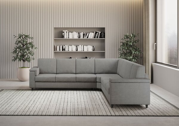 Divano Angolare 7 Posti 286x286x85 cm Marrak in Tessuto Grigio