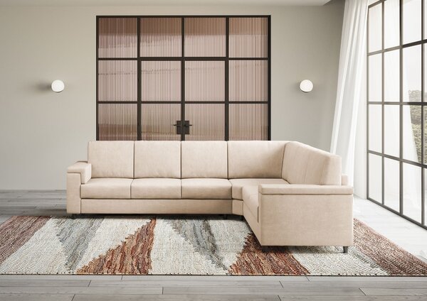 Divano Angolare 6 Posti 286x226x85 cm Marrak in Tessuto Beige