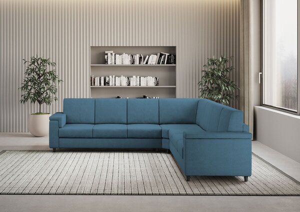 Divano Angolare 7 Posti 286x286x85 cm Marrak in Tessuto Avio