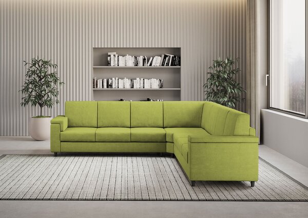 Divano Angolare 7 Posti 286x286x85 cm Marrak in Tessuto Verde