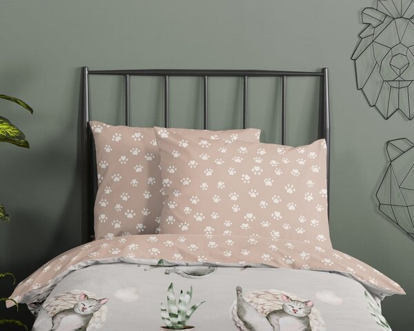 Set copripiumino e federa da bambini grigio/marrone in cotone per culla 120x150 cm Catlife – Good Morning