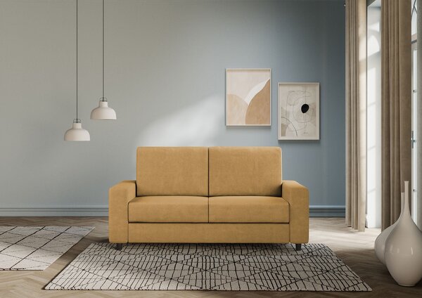 Divano 2 Posti 148x85x85 cm Sakar in Tessuto Ocra