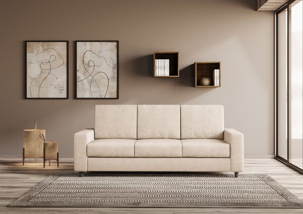 Divano 3 Posti 208x85x85 cm Sakar in Tessuto Beige