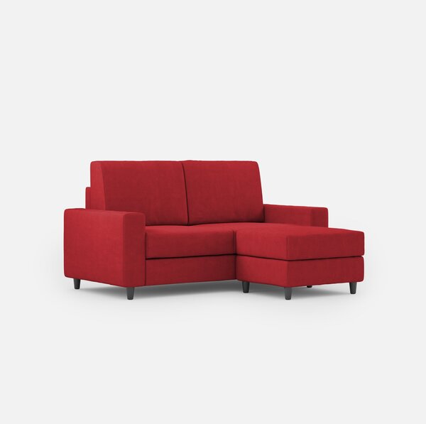 Divano 2 Posti con Pouf 148x155x85 cm Sakar in Tessuto Rosso