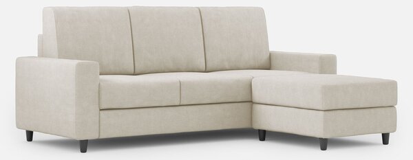 Divano 3 Posti con Pouf 208x155x85 cm Sakar in Tessuto Latte
