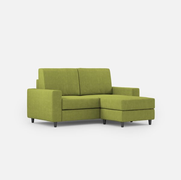 Divano 2 Posti con Pouf 148x155x85 cm Sakar in Tessuto Verde