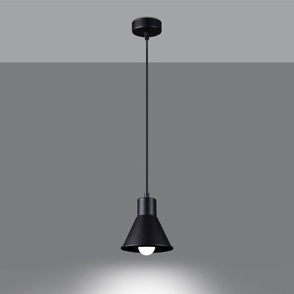 Lampada a sospensione nera con paralume in metallo 14x14 cm Martina - Sollux