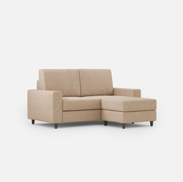 Divano 2 Posti con Pouf 148x155x85 cm Sakar in Tessuto Beige