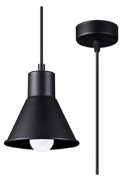 Lampada a sospensione nera con paralume in metallo 14x14 cm Martina - Sollux