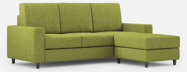 Divano 3 Posti con Pouf 208x155x85 cm Sakar in Tessuto Verde