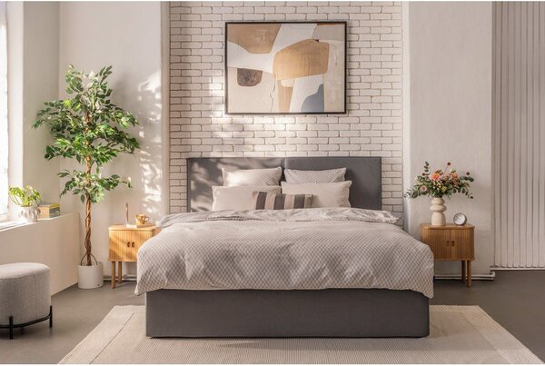 Letto matrimoniale imbottito grigio con contenitore con rete inclusa 180x200 cm Thessa Bold – Bonami Selection