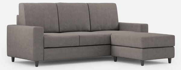 Divano 3 Posti con Pouf 208x155x85 cm Sakar in Tessuto Grigio