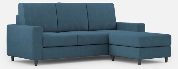 Divano 3 Posti con Pouf 208x155x85 cm Sakar in Tessuto Avio