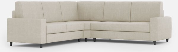 Divano Angolare 5 Posti 226x226x85 cm Sakar in Tessuto Latte