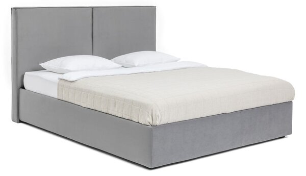 Letto matrimoniale imbottito grigio con contenitore con rete inclusa 180x200 cm Thessa Bold – Bonami Selection