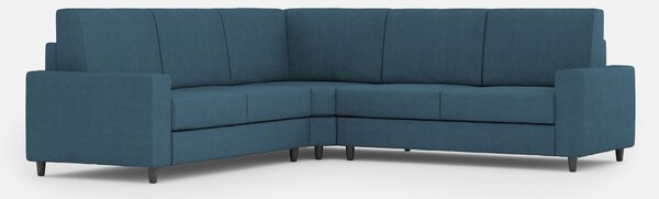 Divano Angolare 5 Posti 226x226x85 cm Sakar in Tessuto Avio