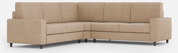 Divano Angolare 5 Posti 226x226x85 cm Sakar in Tessuto Beige