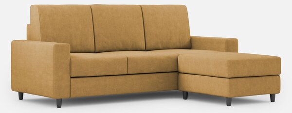 Divano 3 Posti con Pouf 208x155x85 cm Sakar in Tessuto Ocra